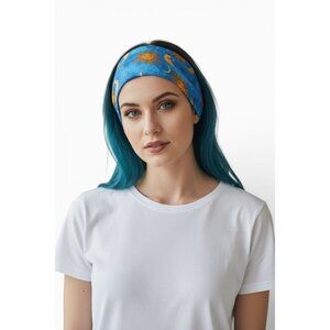 Celestial Sun Moon Star Print Wide Yoga Sports Headband Design